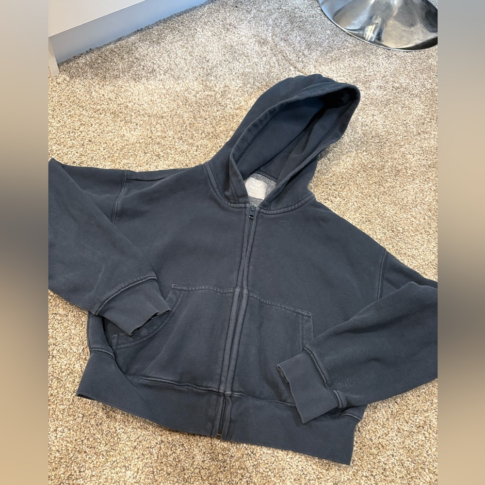 TNA cozy af fleece washed navy zip up XXS